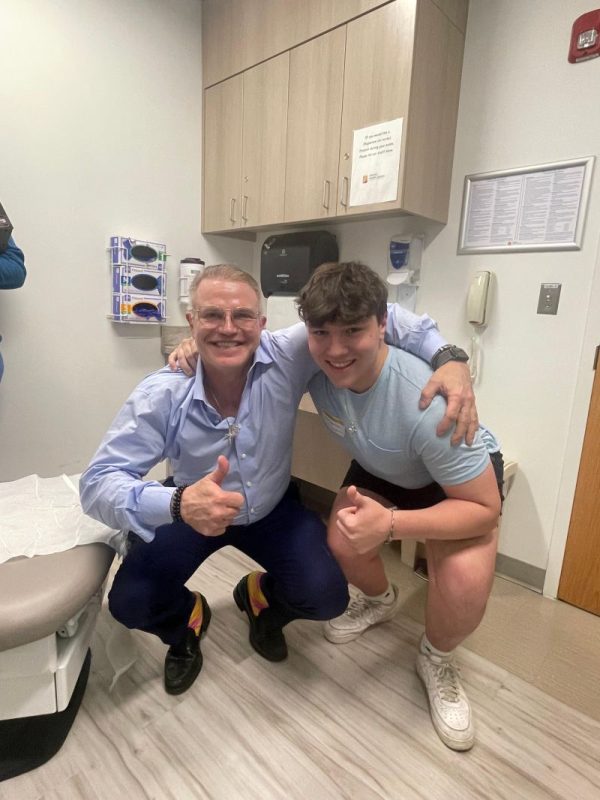 Patient 5 months after having a limb sparing surgery for a parosteal osteosarcoma of his distal femur