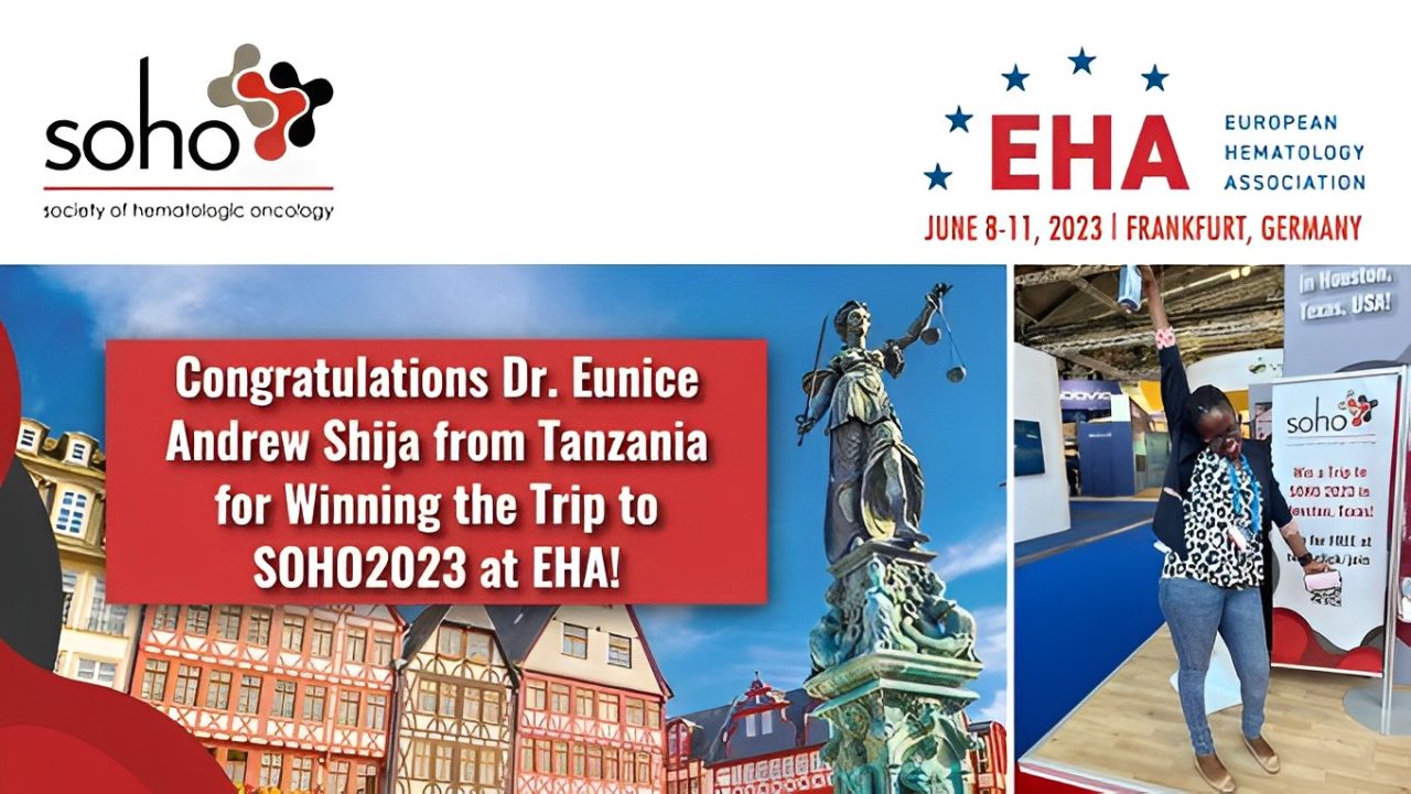 The winner of our EHA-SOHO Trip contest is Dr. Eunice Andrew Shija from Tanzania – Society of Hematologic Oncology