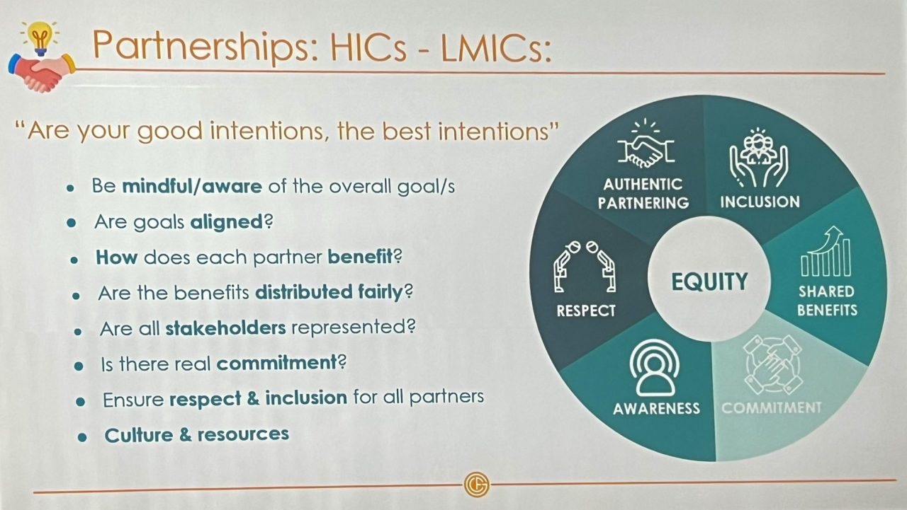 This is a brilliant slide for partnership with LMIC –  Stephanie Graff