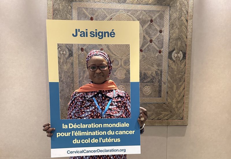 Kebbi drummer-woman, using her drums to call on leaders to eliminate cervical cancer