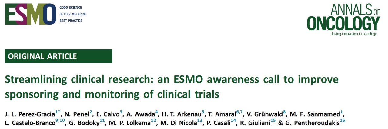 ESMO proposes principles to improve Sponsoring and Monitoring of Clinical Trials and promote patient welfare – Jose Luis Perez-Garcia