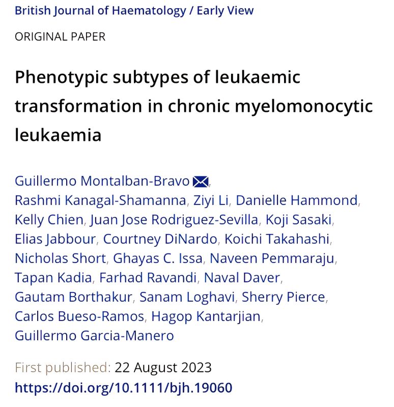 Naveen Pemmaraju: New paper alert from our group led by our doctor Montalban Bravo and professor Garcia Manero