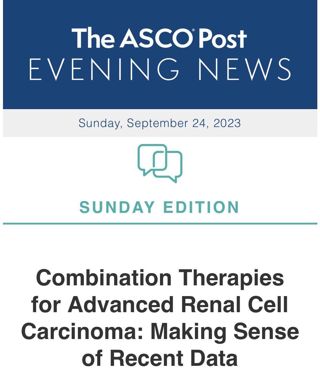 Michael Serzan: Join a conversation The ASCO Post with Wenxin Xu and I as we dissect recent data to guide therapy!