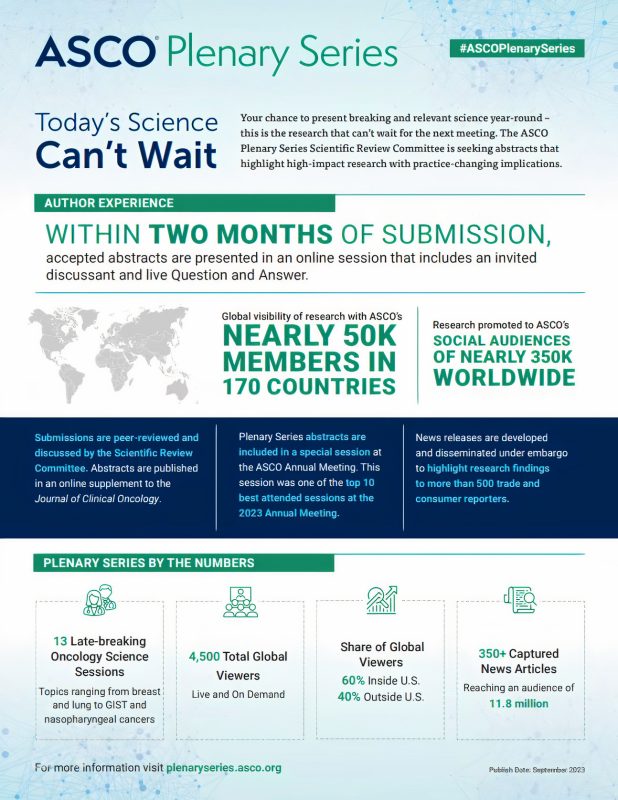 Erika Hamilton: ASCO Plenary Series allows you the opportunity to present your data globally within 2 months of submission!