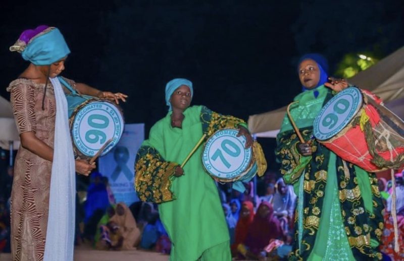 Mukhtasar Malcolm Alkali: These photographs showcases three talented female drummers from Kebbi State Nigeria, using their drums to create community awareness and call leaders for action in the quest to Eliminate Cervical Cancer