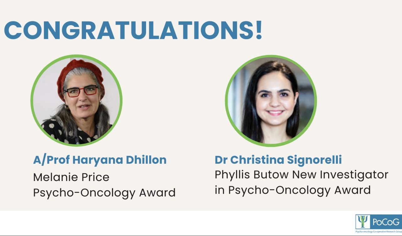 We are so proud of Haryana Dhillon and Christina Signorelli who have been awarded the 2023 COSA Psycho-Oncology awards! – POCOG