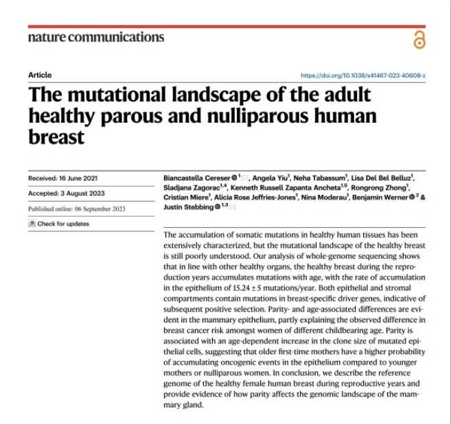 Justin Stebbing: Why some women who have had children might have different risks for breast cancer compared to those who haven't