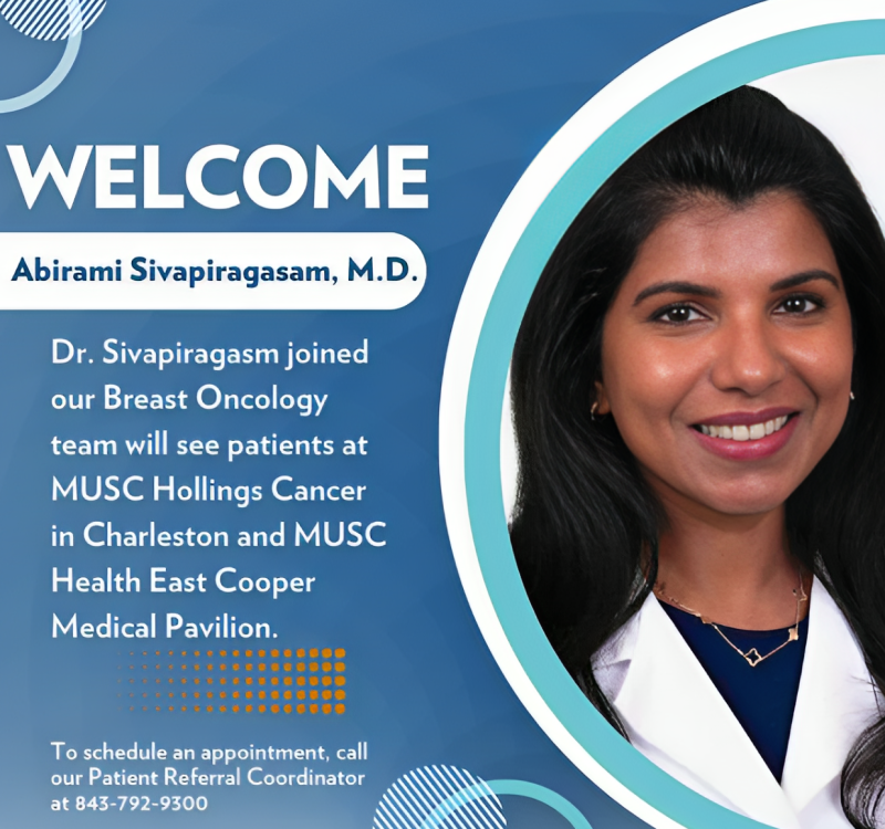 Abi Siva: Excited to announce that I am joining the MUSC Hollings Cancer Center as the Director of Medical Oncology!