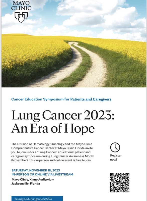 Rami Manochakian: FREE LIVE – “Cancer Education Symposium” for Patients with Lung Cancer and care givers on Saturday November 18th at the Mayo Clinic Comprehensive Cancer Center, Mayo Clinic, Florida