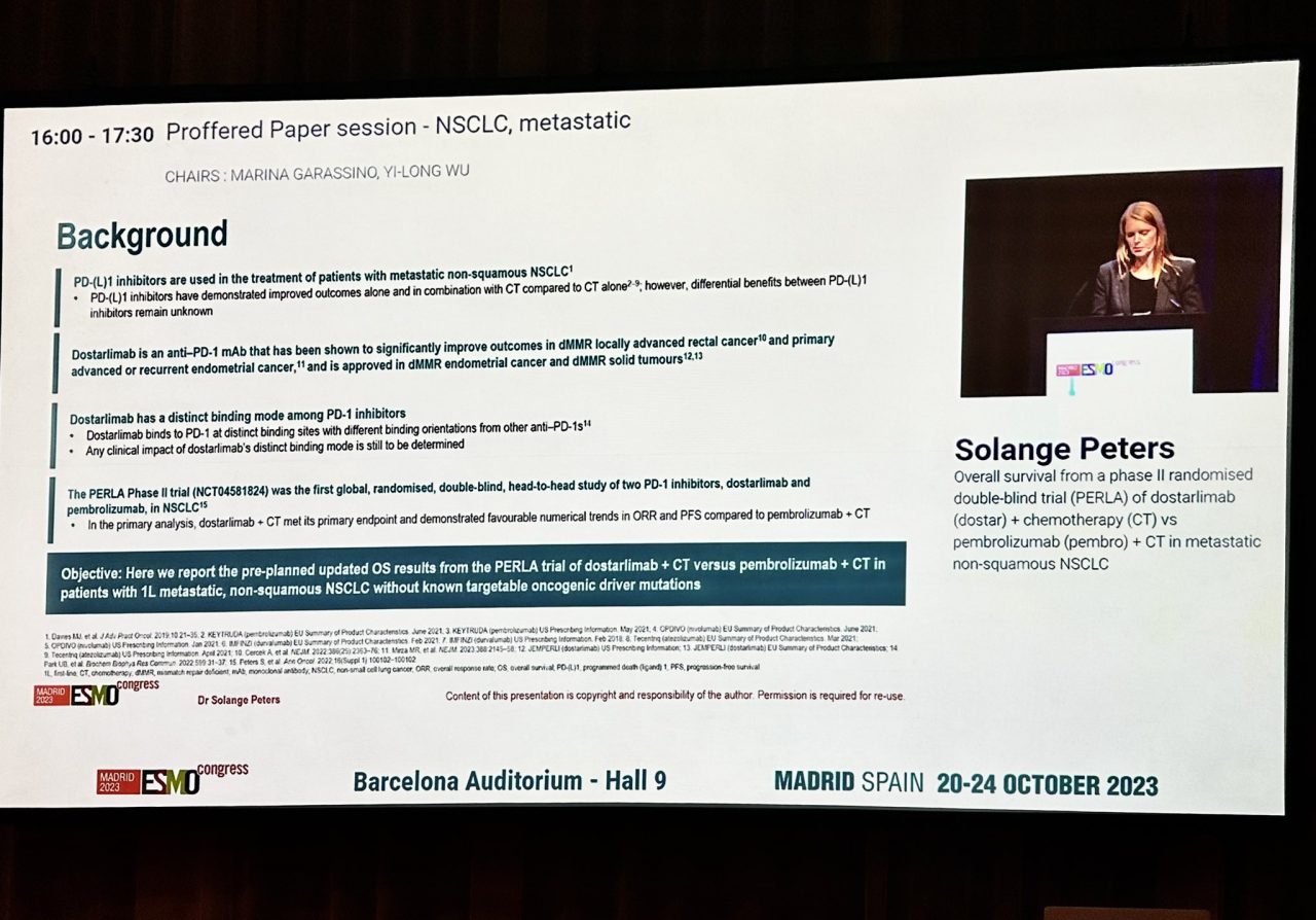 Jose Fernando Moura: Phase 2 PERLA trial shows a new option in same setting NSCLC 1st line.