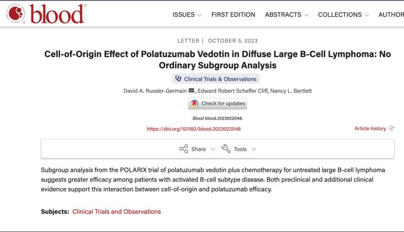 Edward Cliff: POLARIX trial of antibody-drug conjugate polatuzumab vedotin in diffuse large B-cell lymphoma