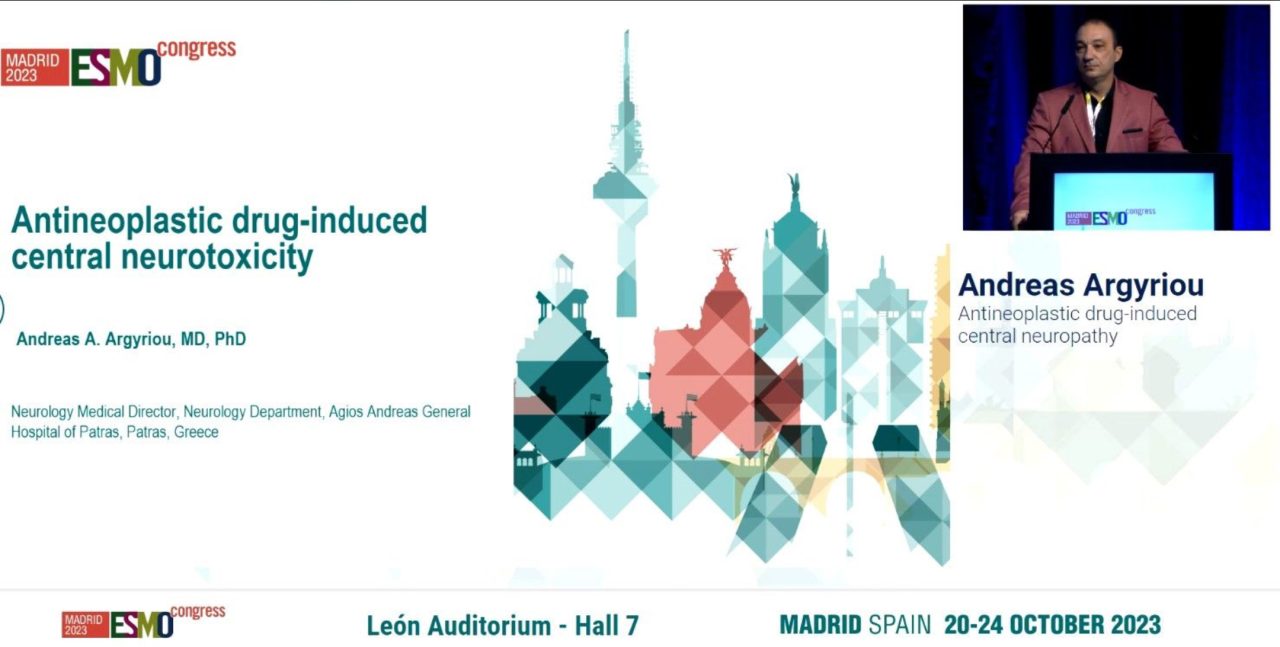 Andreas A. Argyriou: Honoured to be an invited speaker at the Madrid ESMO 2023 and present about chemotherapy-induced central neurotoxicity