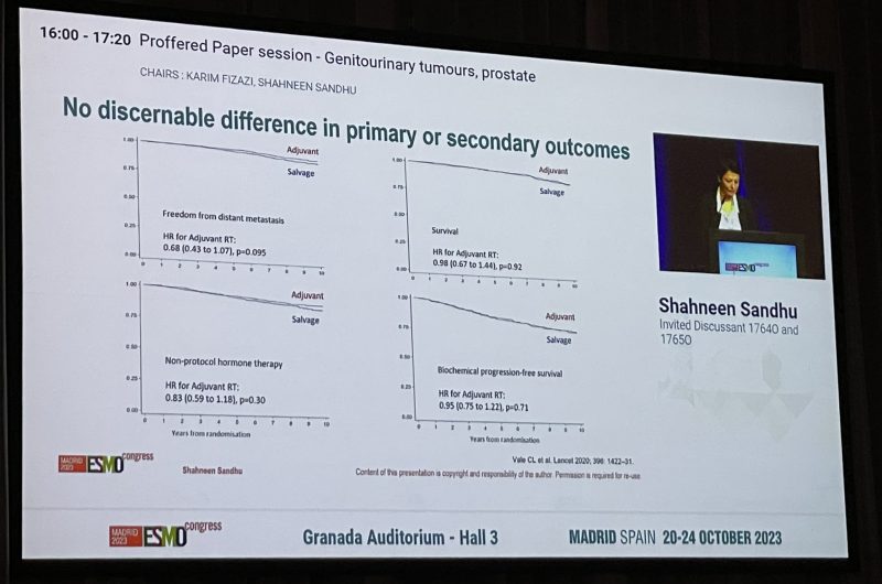 Tian Zhang: Discussed by Sandhu Shahneen — we should likely wait for PSA recurrence before salvage radiation