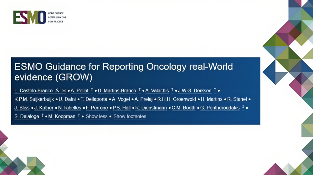 ESMO-GROW, the first oncology-specific reporting guidance for RWE studies – The European Society for Medical Oncology