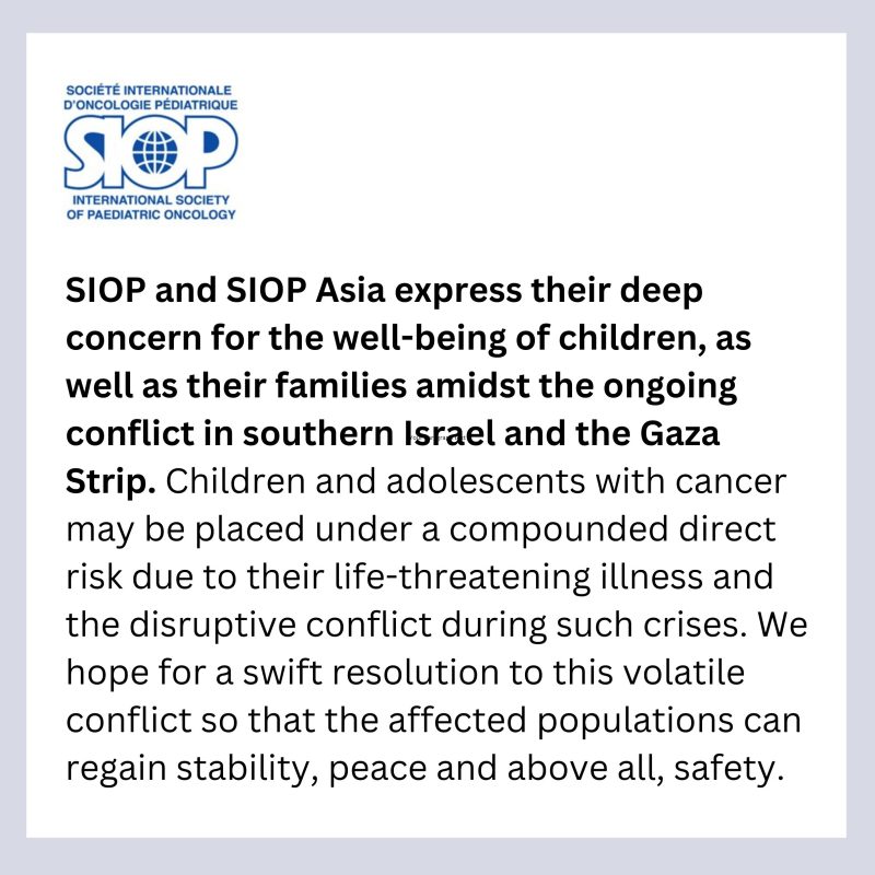 SIOP’s statement in support of the communities affected amidst the ongoing conflict in Israel and the Gaza Strip – SIOP International