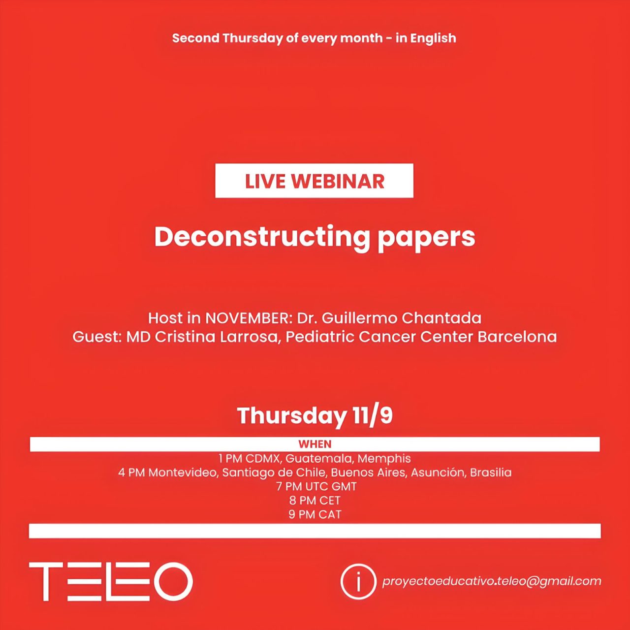 Save the date for “Deconstructing papers” webinar hosted by Guillermo Chantada – Programa TELEO