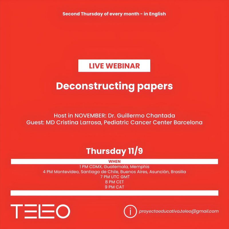Save the date for “Deconstructing papers” webinar hosted by Guillermo Chantada – Programa TELEO