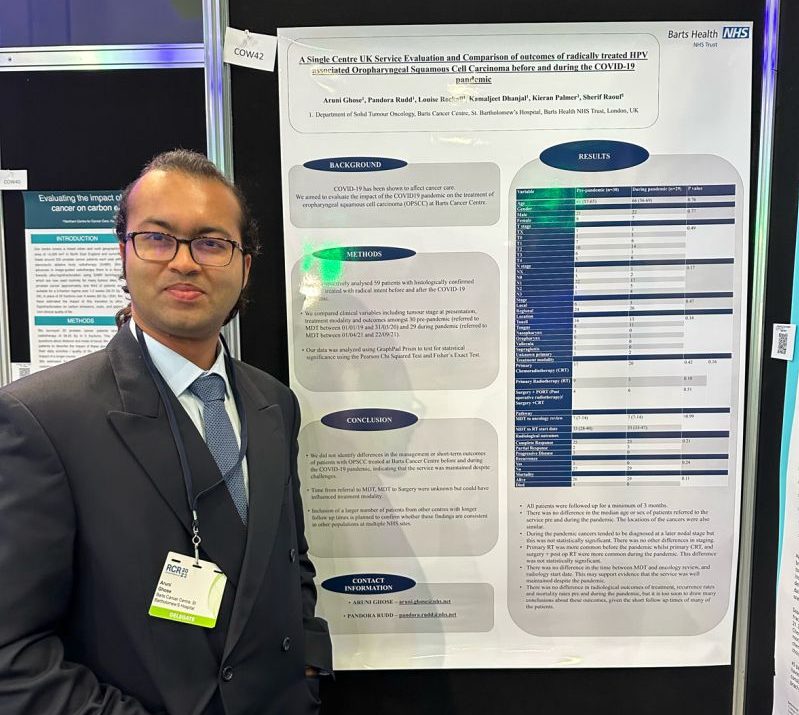 Aruni Ghose: We did not identify diﬀerences in the management or short-term outcomes of patients with OPSCC treated at Barts Cancer Centre before and during the COVID-19 pandemic