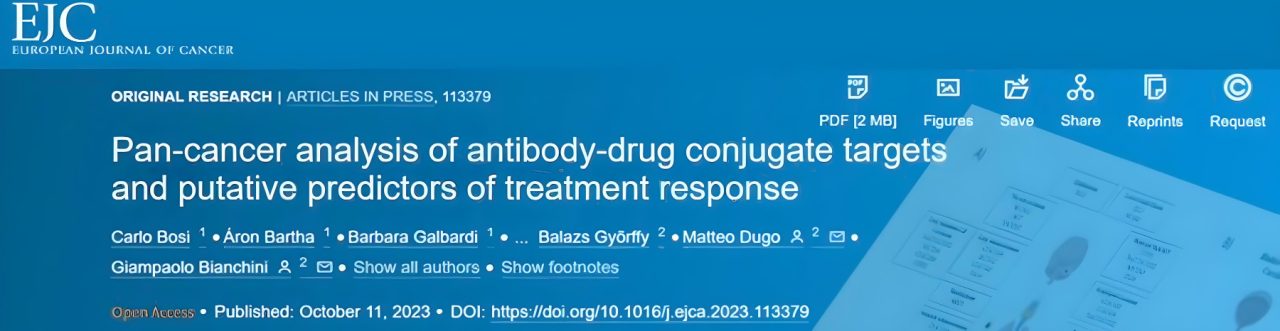 Carlo Bosi: Out on European Journal Of Cancer ‘Pan-cancer analysis of antibody-drug conjugate targets and putative predictors of treatment response’