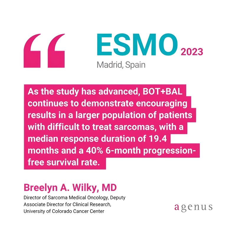 At ESMO 2023 Dr. Breelyn Wilky presented new data from our investigational botensilimab/balstilimab combination in relapsed/refractory sarcoma