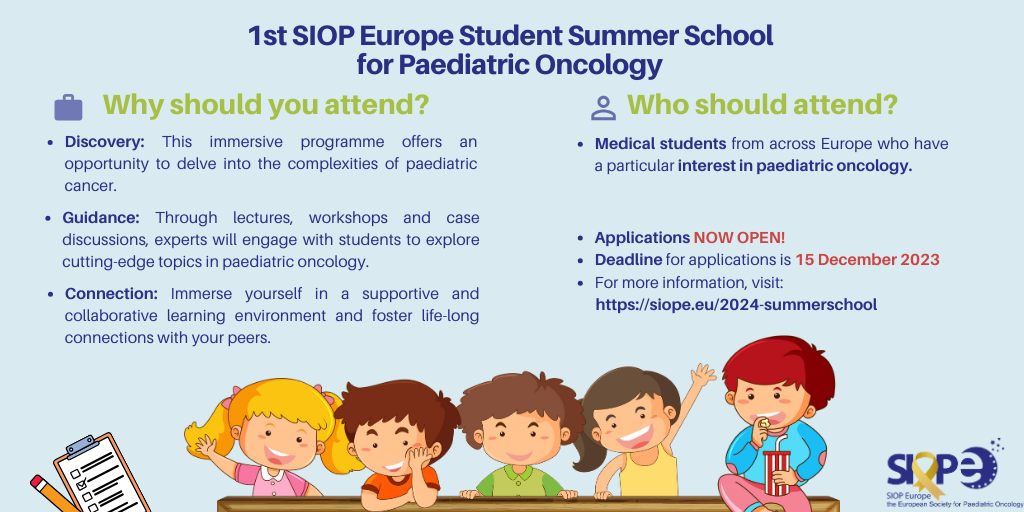 Calling all European medical students to join us for the very first SIOP Europe Student Summer School for Paediatric Oncology – SIOPE