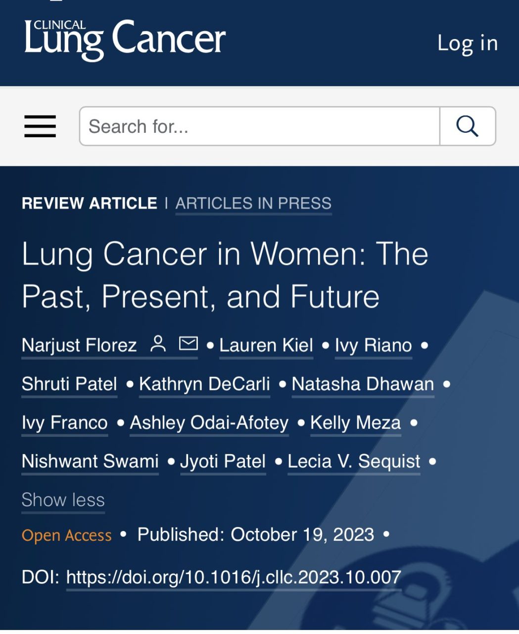 Ivy Riano: More women die from lung cancer globally than from any other type of cancer