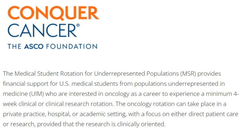 The ASCO Medical Student Rotation for Underrepresented Populations application is now open – ASCO TECAG
