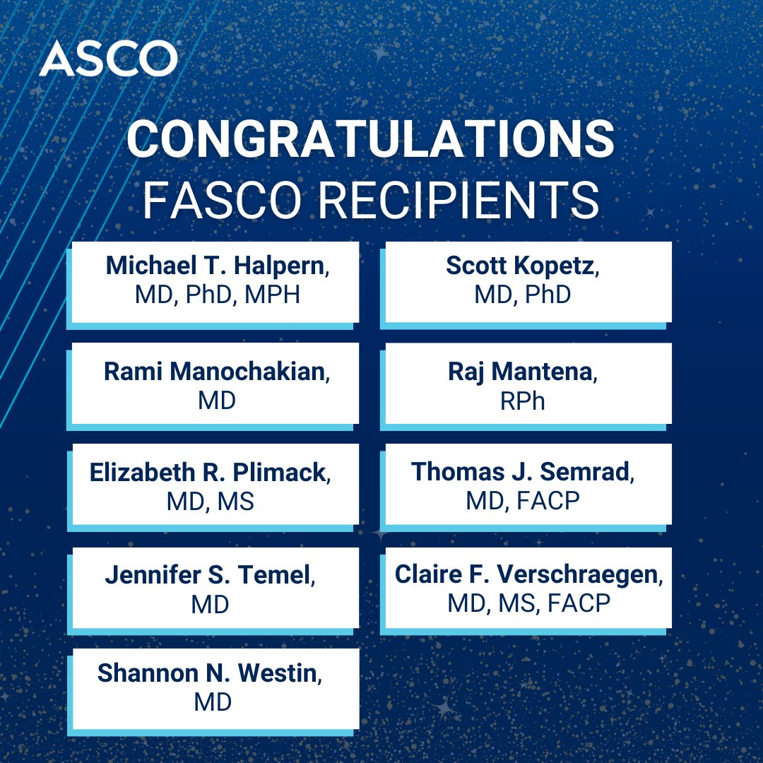 FASCO distinction earners this quarter – American Society of Clinical Oncology (ASCO)