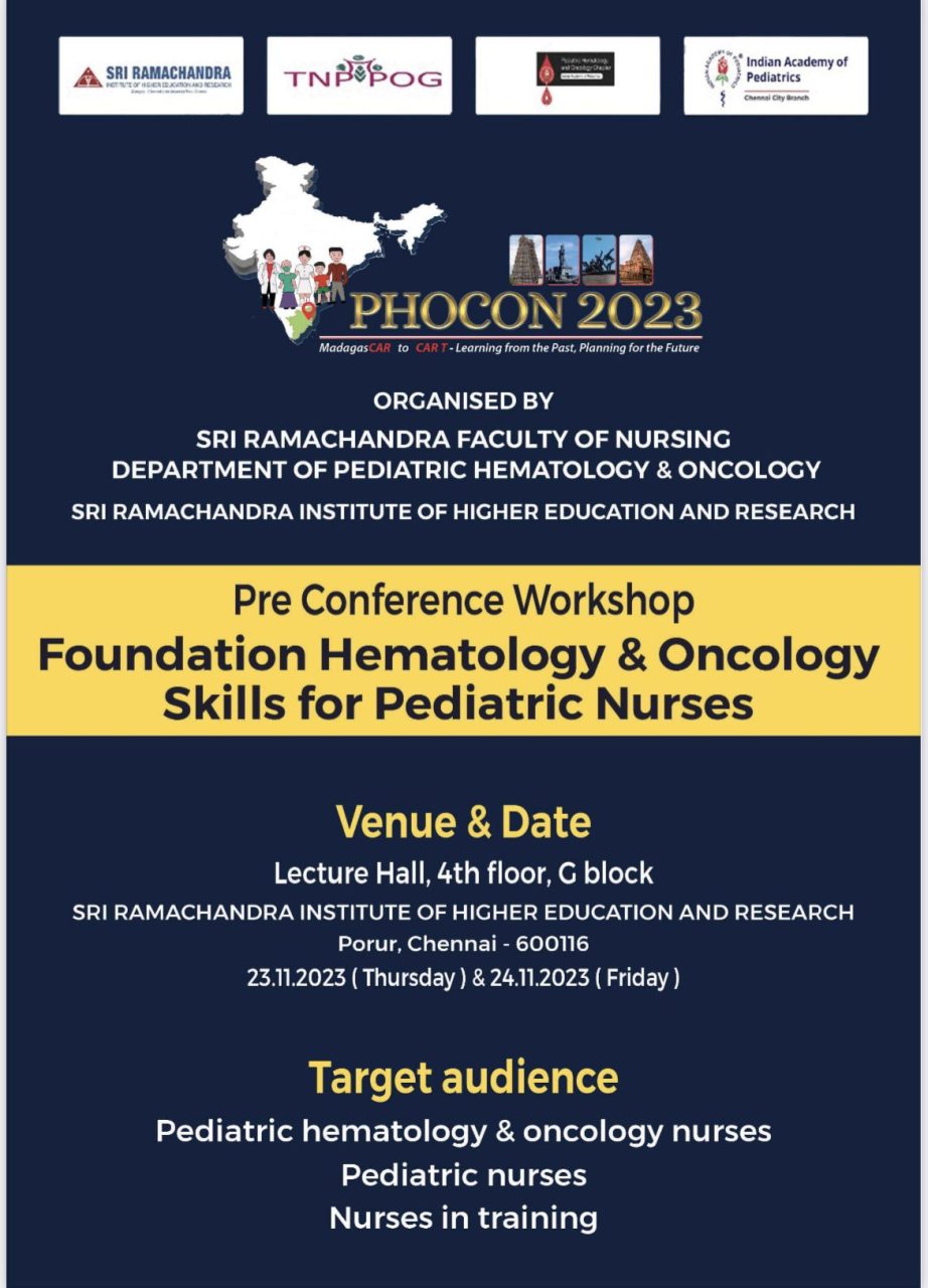 Train your nurses for the best practices in Pediatric hematology oncology – Pediatric Hematology and Oncology Chapter of Indian Academy of Paediatrics