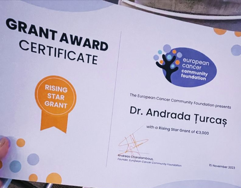 Andrada Turcas: Honored to be in Brussels and get the Rising Star Award on behalf of the European Cancer Organization and the European Cancer Community Foundation