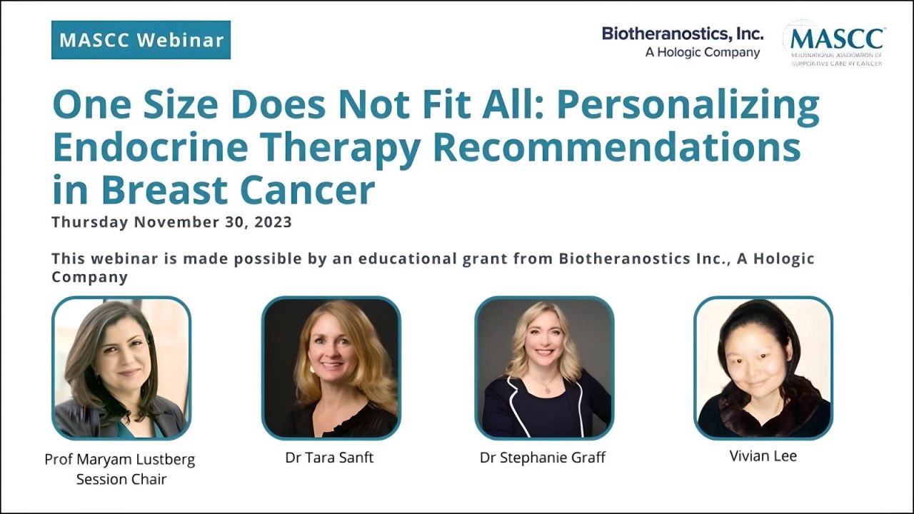 Join MASCC on November 30 for a webinar on personalizing endocrine therapy recommendations in breast cancer