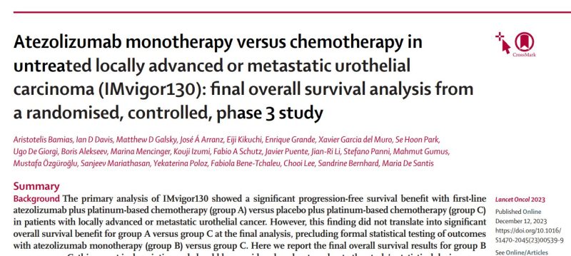 Yüksel Ürün: The final analysis of the IMvigor130