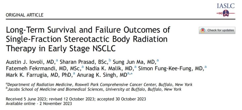 Drew Moghanaki: Roswell Park’s 13-year experience with single-fraction lung Stereotactic body radiation therapy (SBRT) 