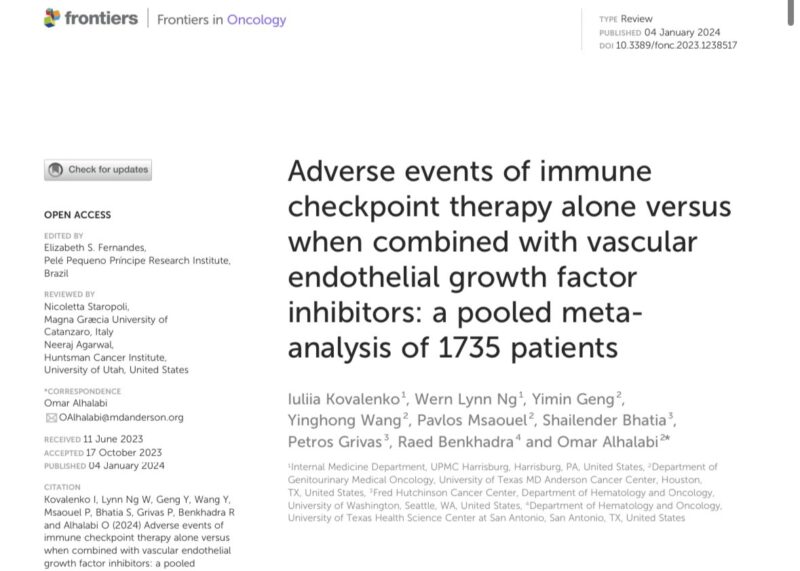 Iuliia Kovalenko: Tweetorial that explores the toxicity profile of combining immune checkpoint therapy with (VEGFi) in various cancer treatment