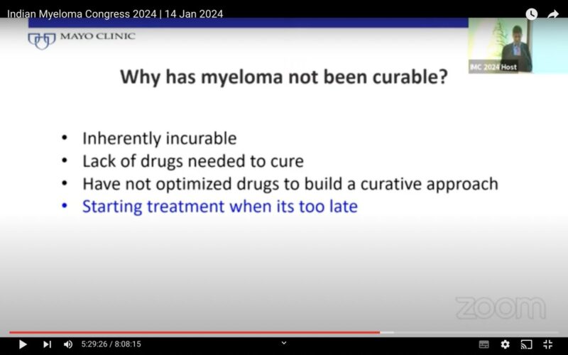 Faheema Hasan: The myeloma guru Vincent Rajkumar giving such deep insights on WHY MYELOMA HAS NOT BEEN CURABLE?