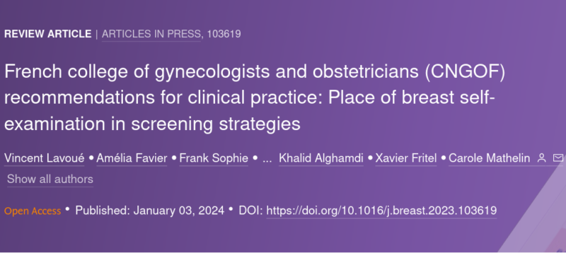 Erman Akkus: Breast self-examination – French college of gynecologists and obstetricians recommendations