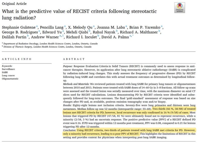 Drew Moghanaki: RECIST over-classified ‘progression’ in 81% of cases without progression