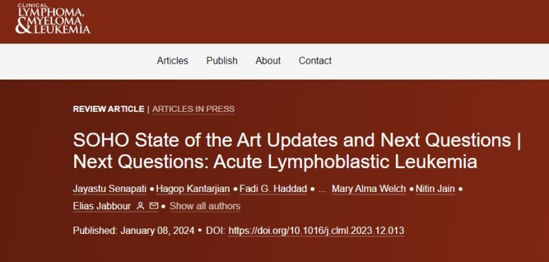 Jayastu Senapati: Check out our SOHO State of the Art Review on Acute Lymphoblastic Leukemia