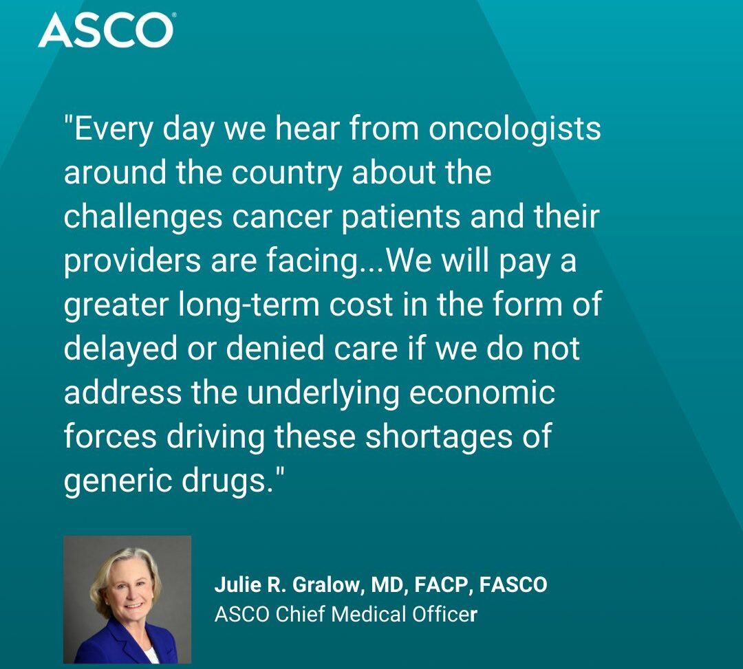 Julie Gralow is testifying before the Ways and Means Committee, urging Congress to end drug shortages – ASCO