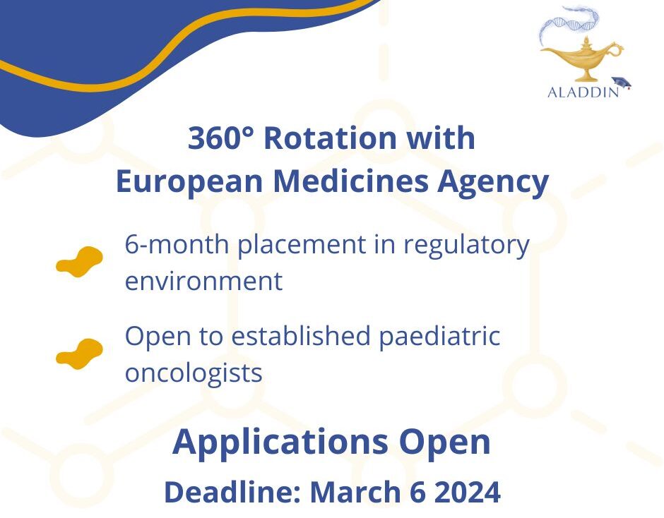 ALADDIN Education: Applications for the ALADDIN Education 360° rotation with the European Medicines Agency are now open