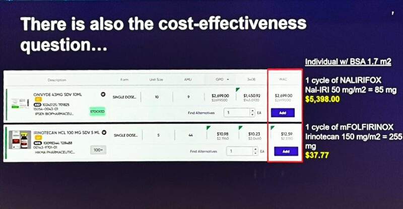 Mark Lewis: Dr. Andrew Ko’s observation at ASCO23 that orders of magnitude separate the cost of NALIRIFOX vs FOLFIRINOX!