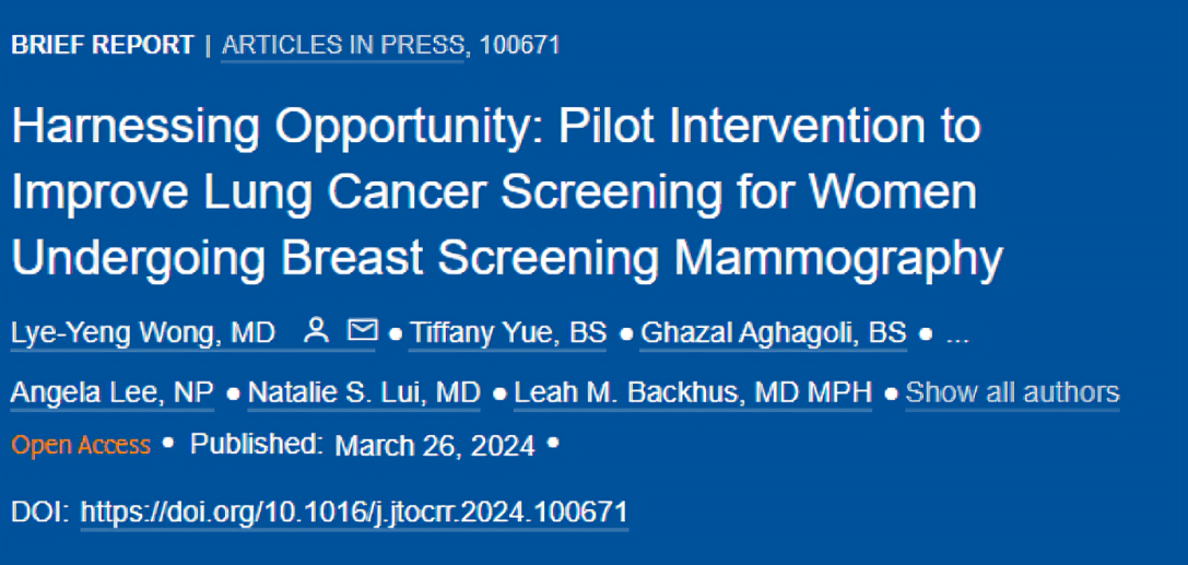 Stephen Liu: Report on a pilot intervention to inform women undergoing screening