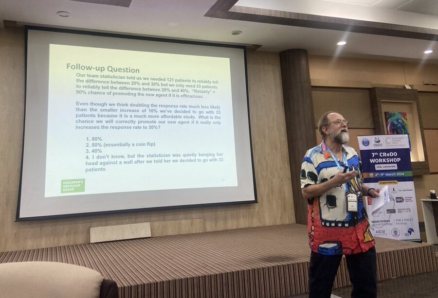 Amalya Sargsyan: Incredible talk on Phase II trial designs by Dr. Mark Krailo during the Cancer Research Methods (Credo) Workshop in Lonavala, India
