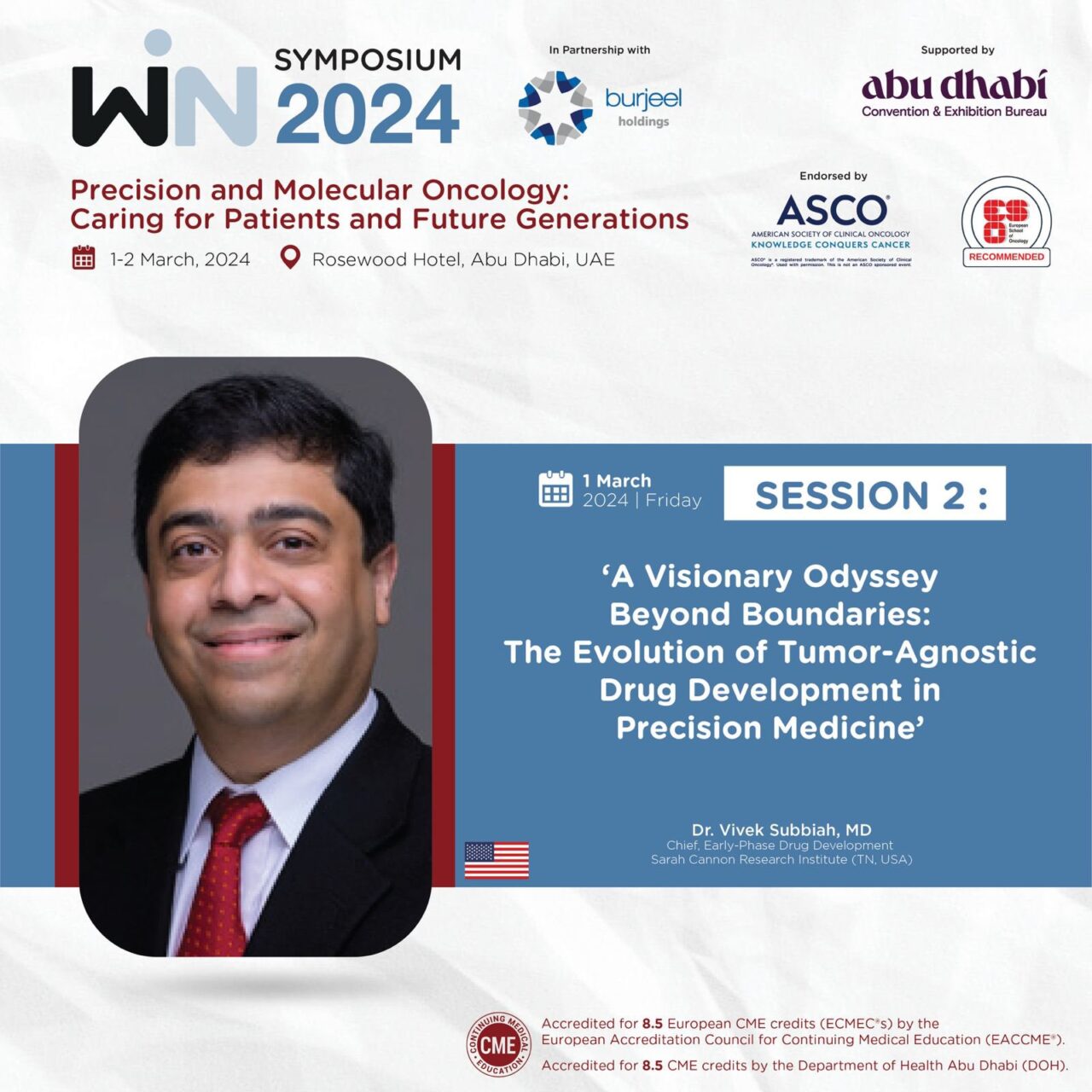 Vivek Subbiah: Such an honor to be invited to the WIN symposium, Abu Dhabi, UAE