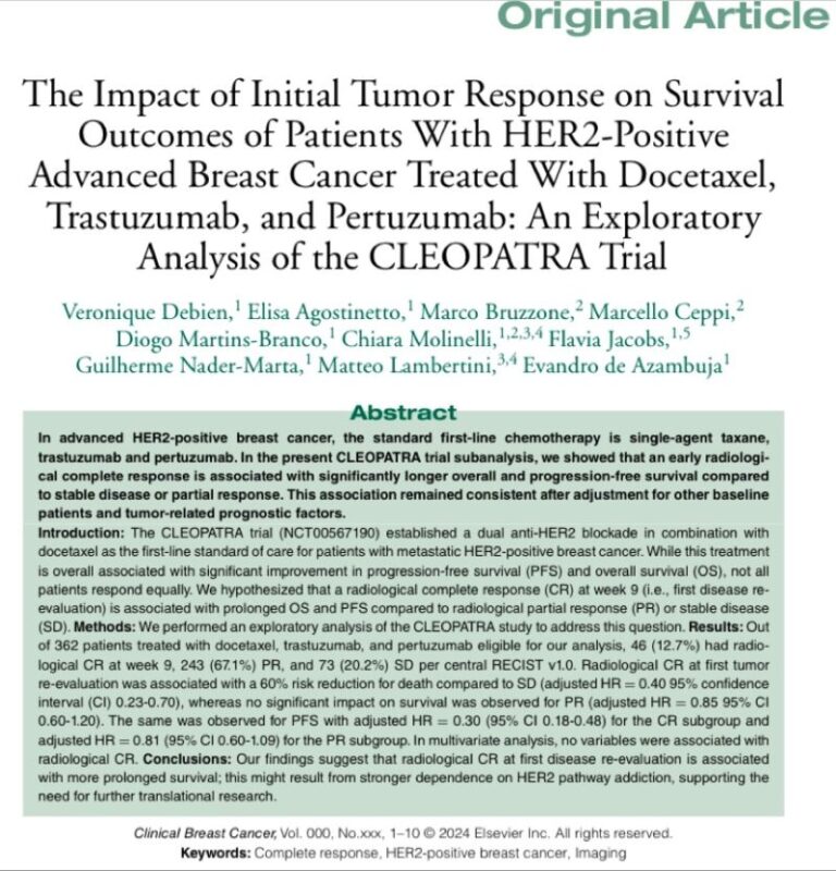 Guilherme Nader Marta: CLEOPATRA trial analysis shows that complete response at first imaging re-evaluation correlates with longer PFS and OS