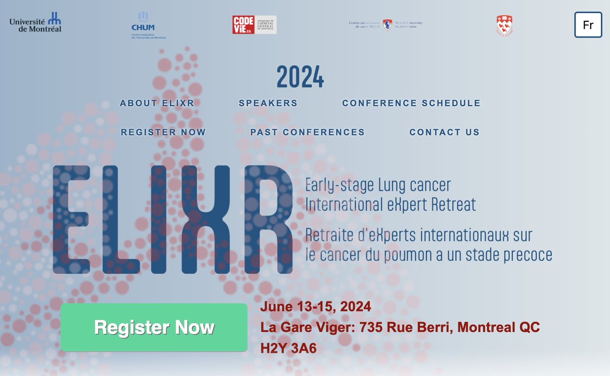 Jonathan Spicer: Register and attend our second annual Early stage Lung cancer International eXpert Retreat