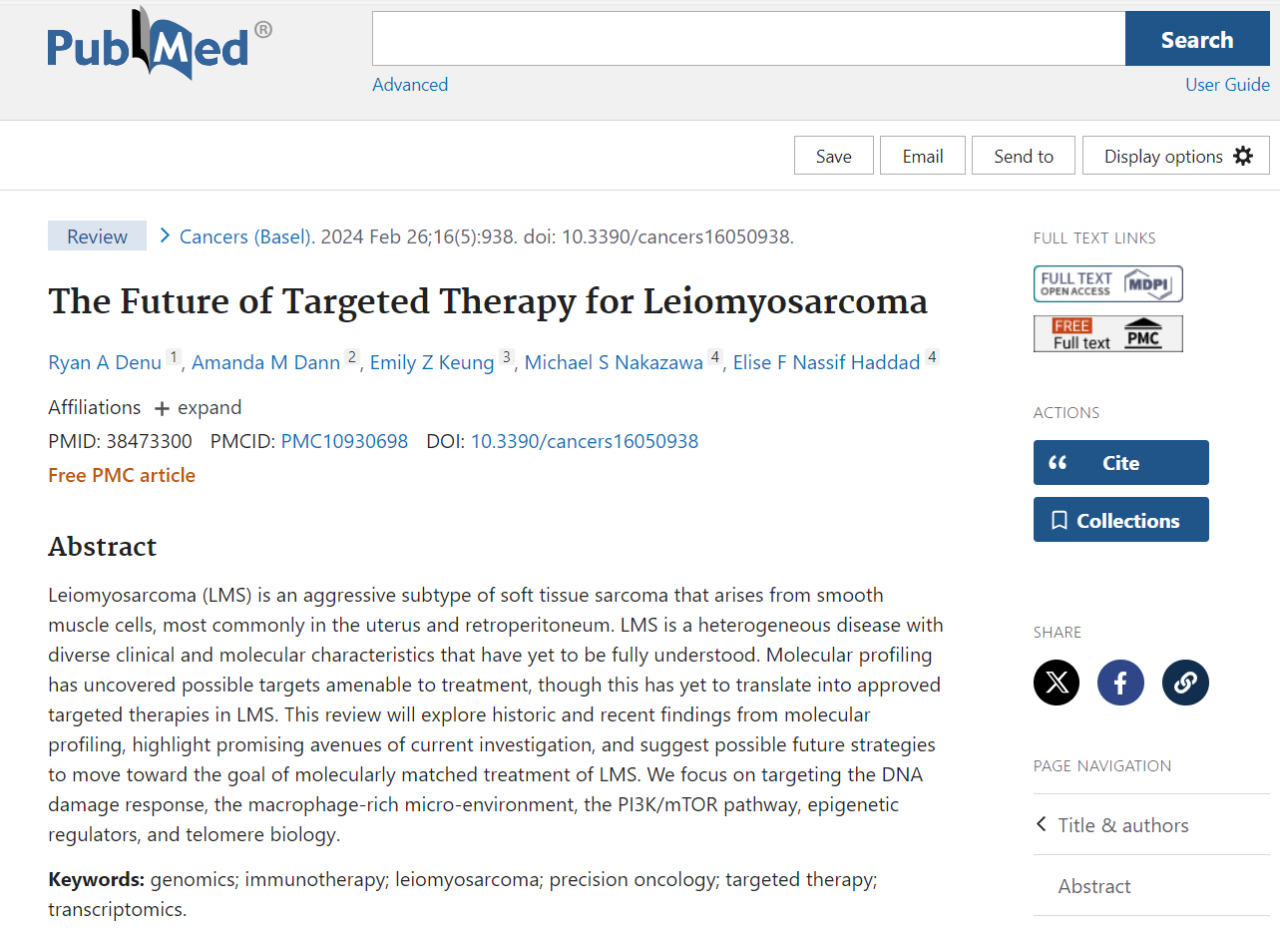 Suzie Siegel: A comprehensive report on leiomyosarcoma