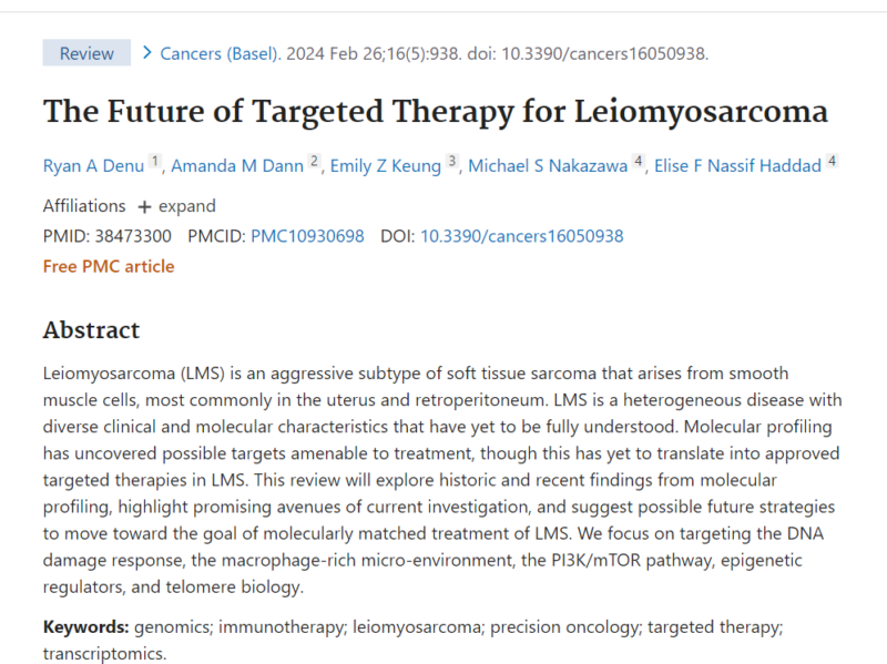Suzie Siegel: A comprehensive report on leiomyosarcoma