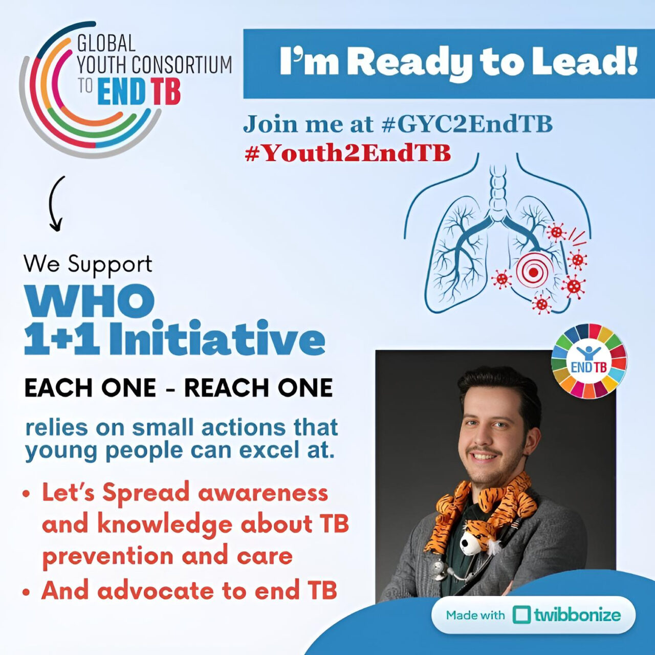 Yakup Gözderesi: I am selected as a member of the Global Youth Consortium to END TB, under WHO’s 1=1 Initiatives
