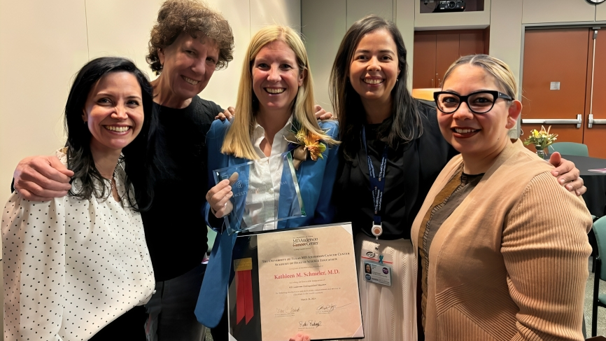 Jeffrey Lee: We are delighted to extend our heartfelt congratulations to Kathleen Schmeler, on being named Faculty Educator of the Year at MD Anderson Cancer Center